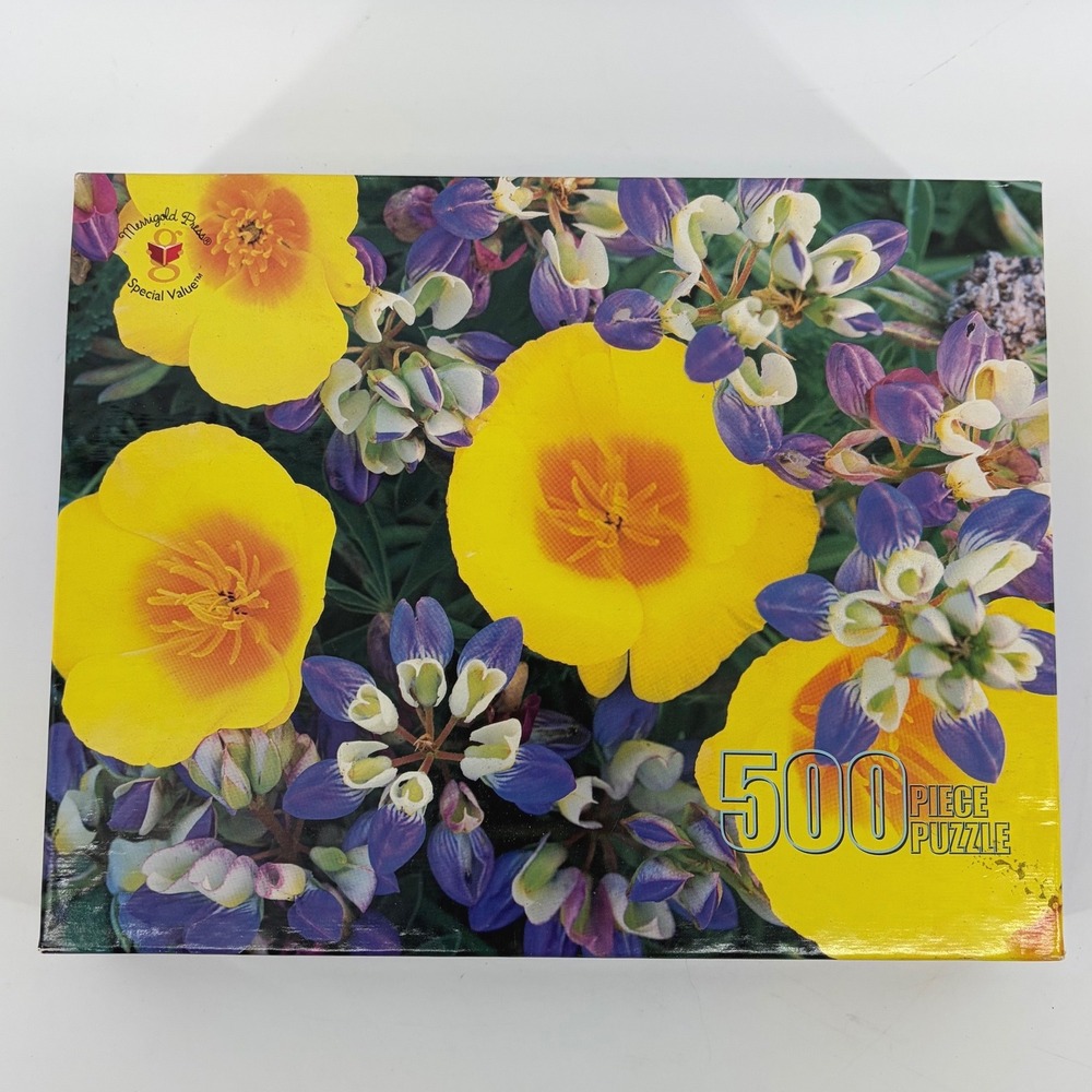Merrigold Press Poppies & Lupine 500 Piece Puzzle Floral Nature 79276-00 1998